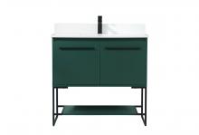Elegant VF42536MGN-BS - 36 inch Single bathroom vanity in green with backsplash