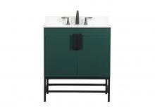Elegant VF48830MGN-BS - 30 inch Single bathroom vanity in green with backsplash