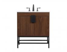 Elegant VF48830MWT - 30 Inch Single Bathroom Vanity in Walnut