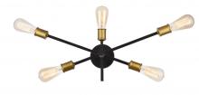 Elegant LD8003W24BK - Axel Collection Wall Sconce D24.7 H9.9 Lt:5 Black and Brass Finish