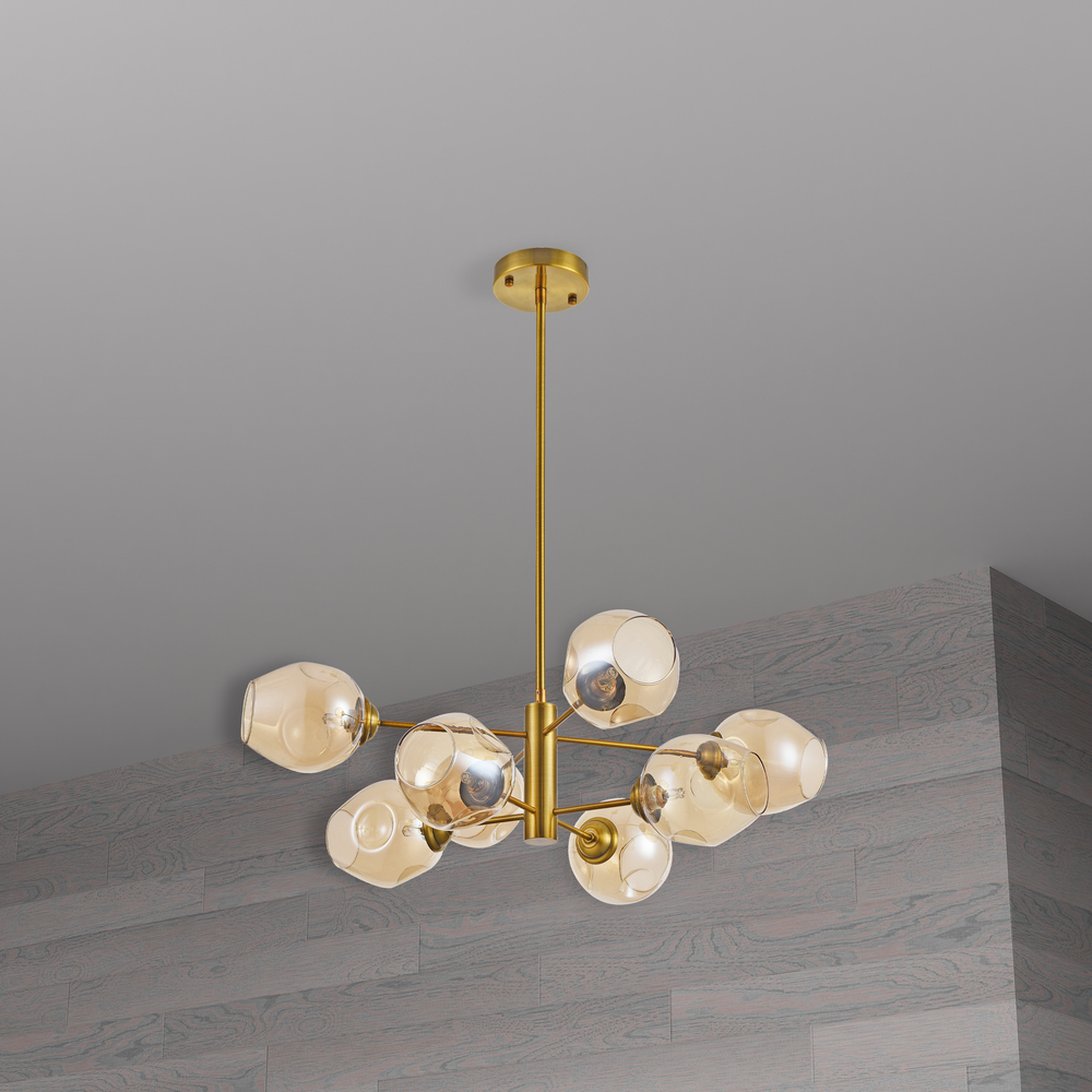 8LT Halogen Chandelier, VB with Champagne Glass