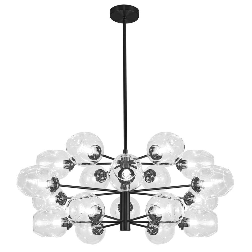 18LT Halogen Chandelier, MB w/ CLR Glass