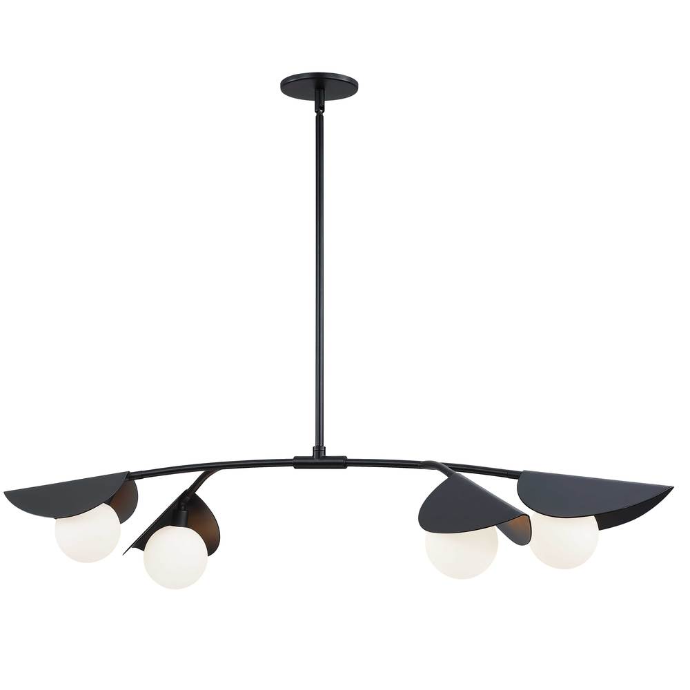 4 LT Halogen Horiz Pendant, MB w/ WH Glass