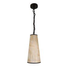 Dainolite NNA-71P-MB-ALB - 1 Light Incandescent Pendant, Matte Black w/Marble Alabaster Shade
