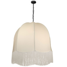 Dainolite REN-301P-MB - 1 Light Incandescent Pendant, Matte Black w/ White Fringe Shade
