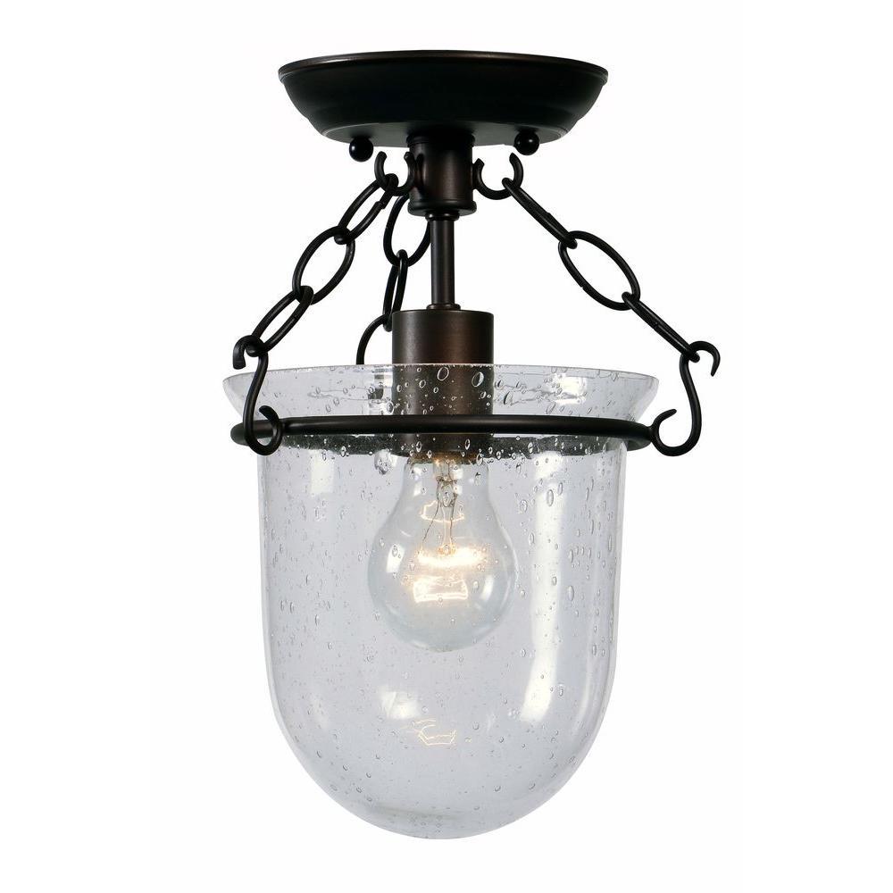 Gavin Collection 1-Light Euro Bronze Indoor Semi Flush Mount