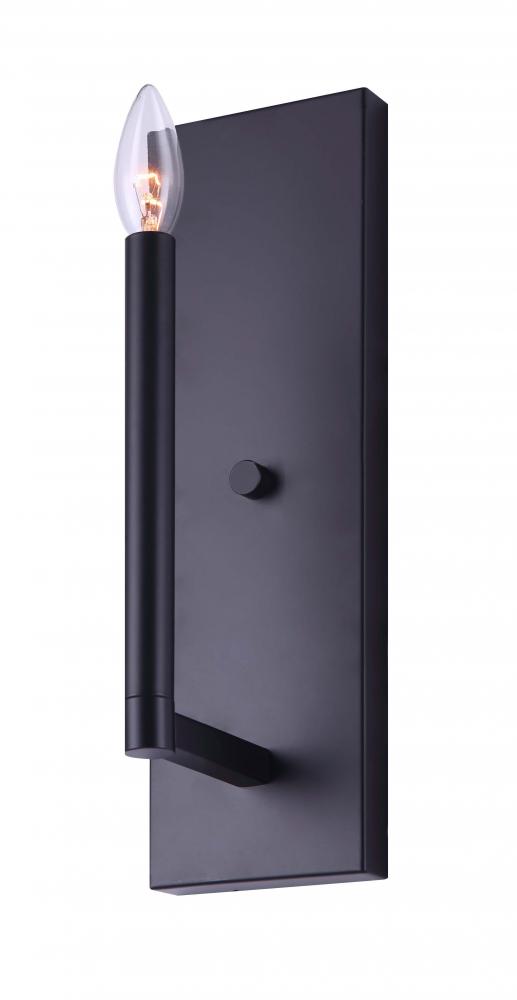 King 1 Light Sconce, Black Finish