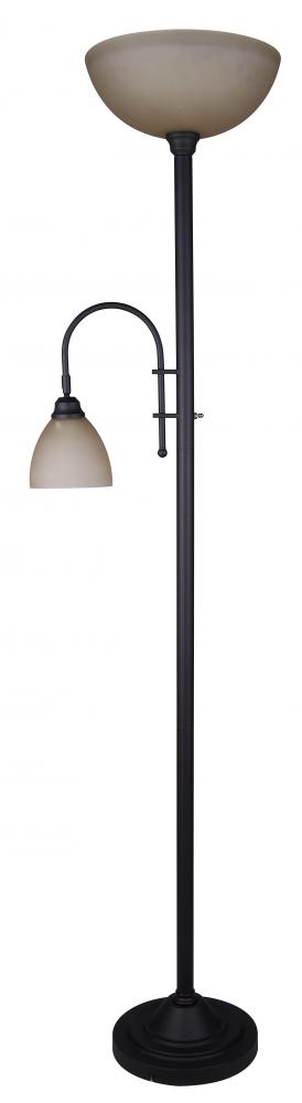 Eli 2 Light Floor Lamp with Oil Rubbed Bronze Finish and Amber Shade