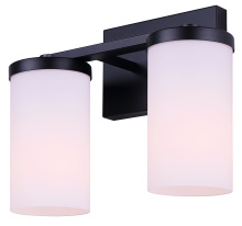 Canarm IVL1234A02BK-FO - Britton 2-Light Vanity Fixture Matte Black Finish with Opal Glass