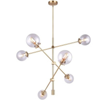 Canarm ICH712B06HGD - KALANI, Spec. ICH712B06HGD, HD GD Color, 6 Lt Rod Chandelier, 60W Type B or T, 41inch W x 44 - 80