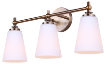 Canarm IVL2249B03GD - SOLARA 3 Light Vanity Fixture Gold Finishw with Flat Opal Glass Shades
