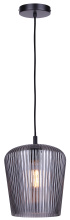 Canarm IPL1249A01BK-SR - Leandro 1-Light Corded Pendant Matte Black Finish with Ribbed Smoked Glass