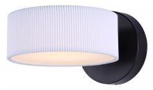 Canarm LWF288A01BK - CARMYNN 8.13 in. 1 Light Black Integrated LED Wall Light with White Fabric Shade