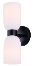 Canarm IWF1251A02BK - Darius 2-Light Wall Fixture Matte Black Finish with Flat Opal Glass Easy Connect Included