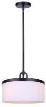 Canarm IPL1165A03BK14-FR - KINSLEA 3-Light Dual Mount Rod Pendant Matte Black with Ribbed Flat Opal Glass