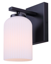 Canarm IVL1241A01BK - BRAM 1 Lt Wall Sconce/Vanity Matte Black Finish with Ribbed Opal Glass 60W Type A