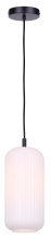 Canarm IPL1250A01BK-OR - Malek 1-Light Corded Pendant Matte Black with Ribbed Opal Glass