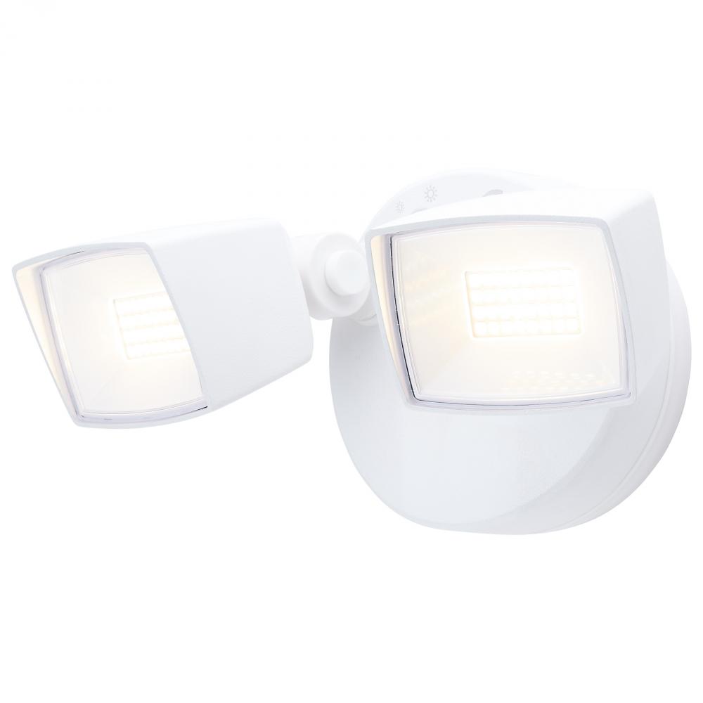 LED Security Light; Dual Head; Field Selectable; White Finish