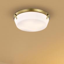 Nuvo 60/7751 - Rowen 4 Light Flush Mount; Natural Brass Finish; Etched White Glass