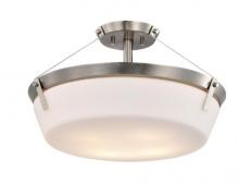 Nuvo 60/7762 - Rowen 4 Light Semi Flush; Brushed Nickel Finish; Etched White Glass