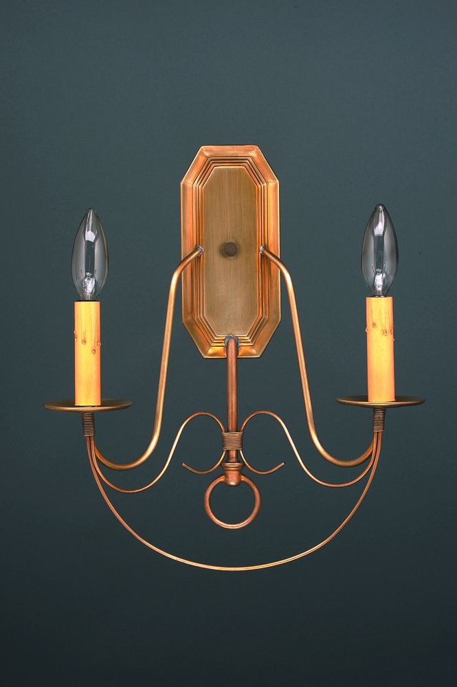 Wall Sconce 2 Fancy Scroll Arms Dark Brass 2 Cande