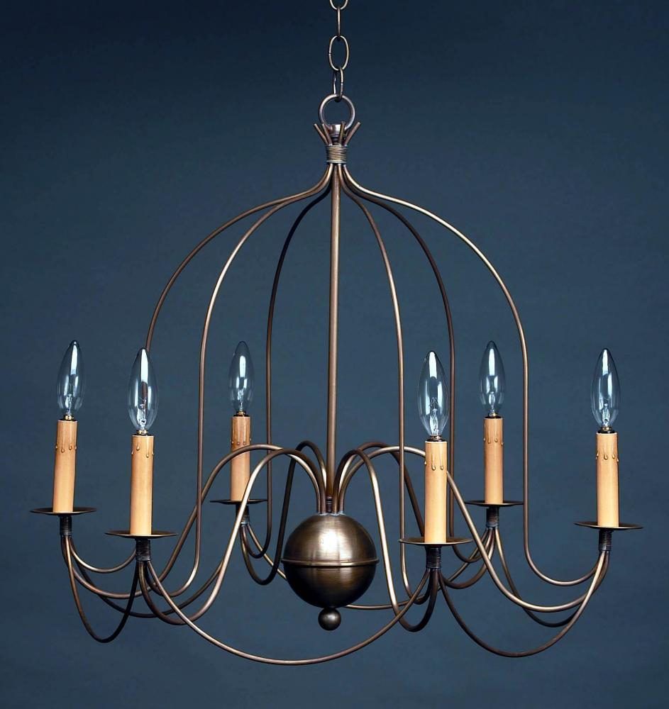 Hanging Bird Cage Arms Dark Brass 6 Candelabra Sockets