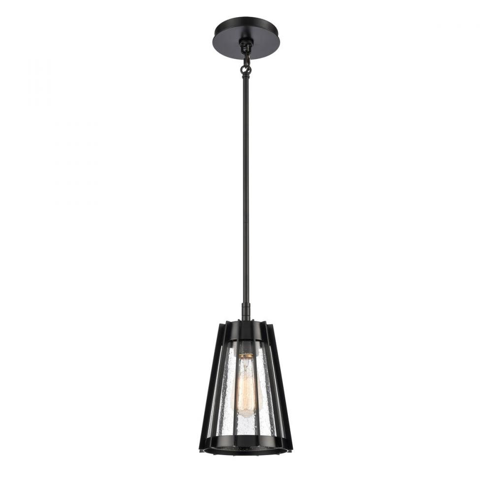 Open Louvers 6.75'' Wide 1-Light Mini Pendant - Matte Black