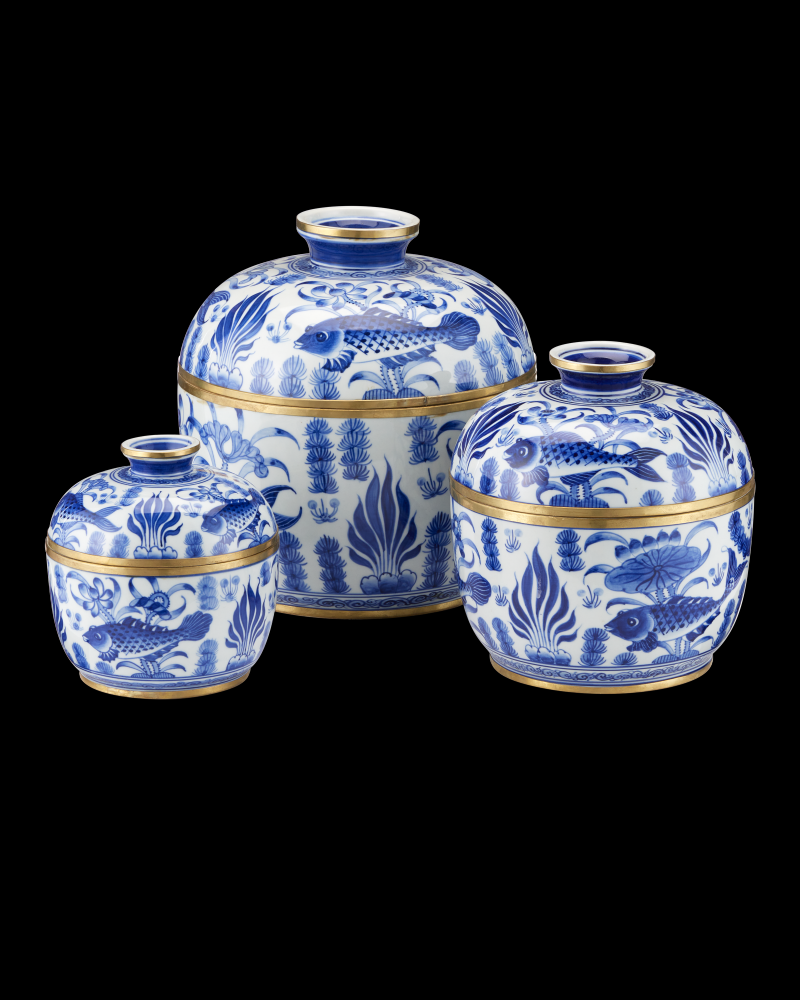 Blue & White Rice Tureen Set of 3