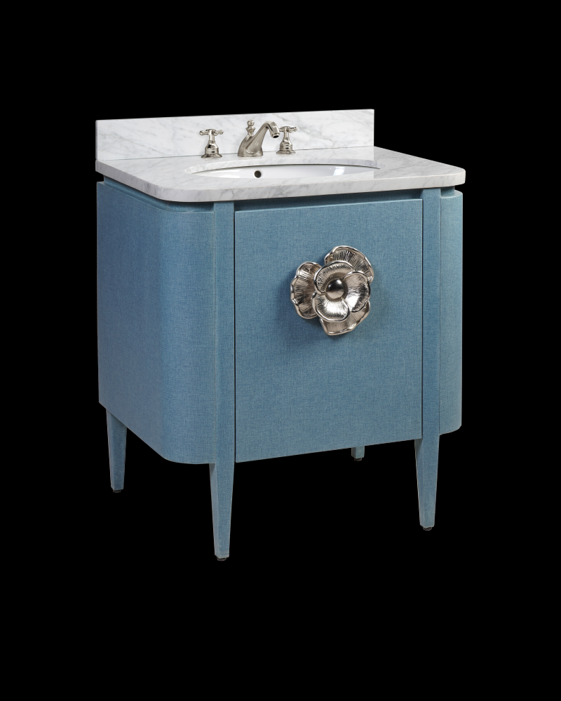 Briallen 30" Blue Linen Vanity with Oval Undermount Sink